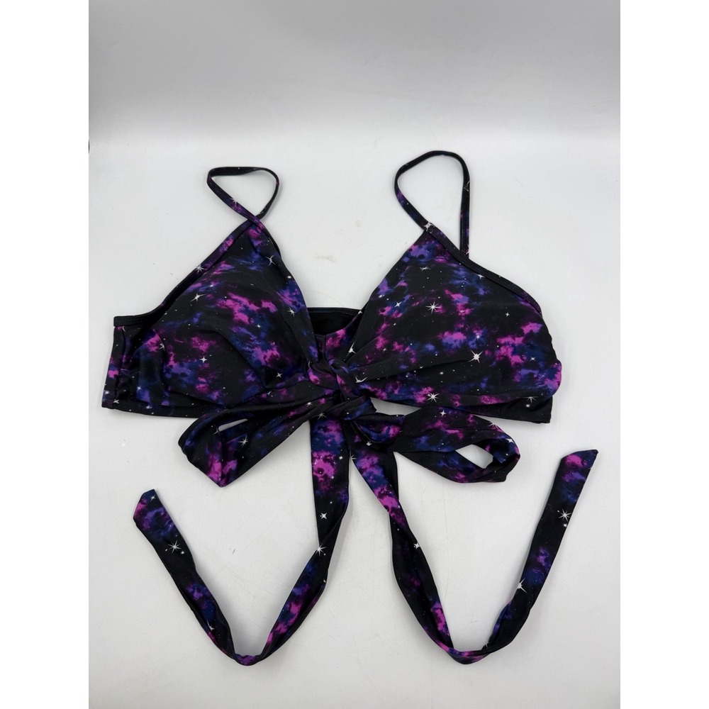 Hot Topic Bikini Top Galaxy Strappy Swim Top Women's XL Black